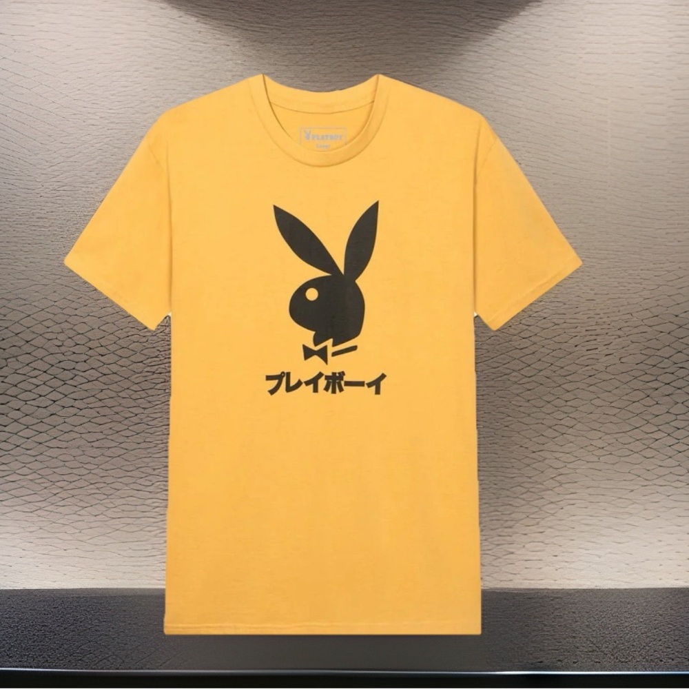 PLAYBOY Japanese Bunny Head katakana Translate 2 Playboy Yellow Unisex T-Shirt